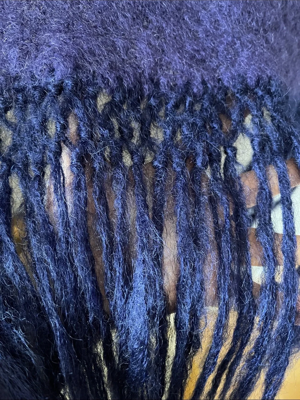 Purple Fringe Knit Scarf